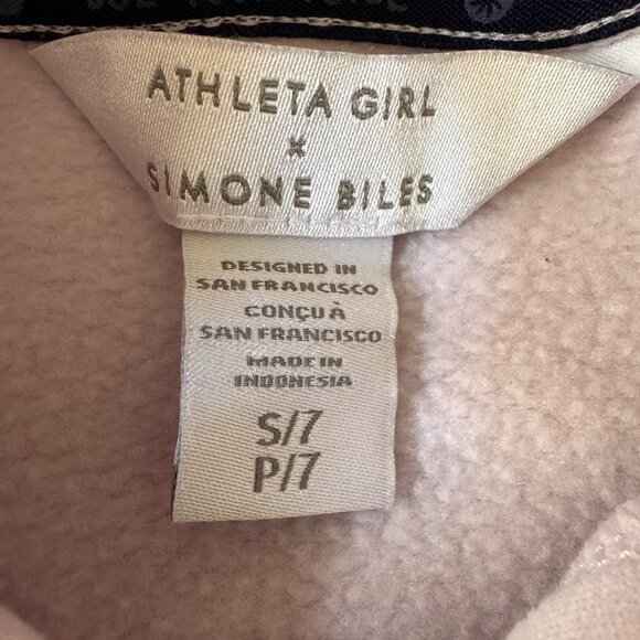 Athleta Girl X Simone Biles “Courage is Your Superpower” Pink Hoodie Size S / 7 - Picture 4 of 8